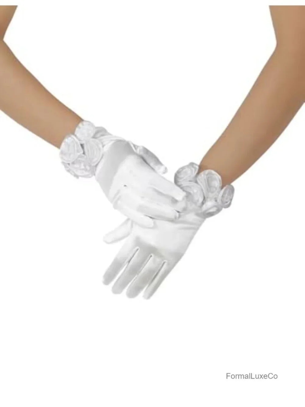 Satin Floral Gloves Elegant Wedding Dress Gloves for Opera Dinner Party